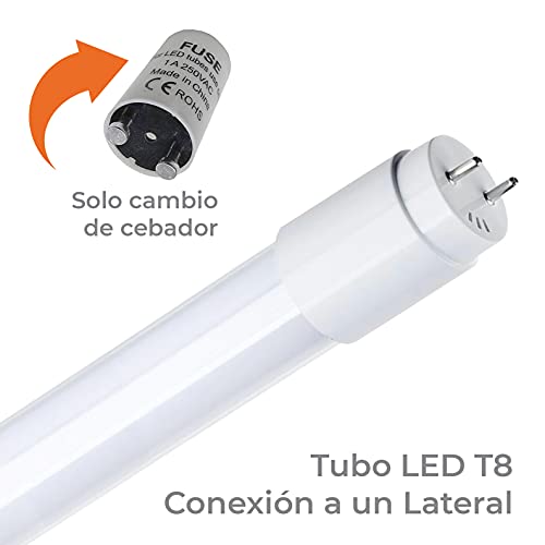 Pack 5x Tubo LED 120 cm. 18w. Color Blanco Frío (6500K). Standard T8 G13. 1800 lumenes. Cebador LED incluido.