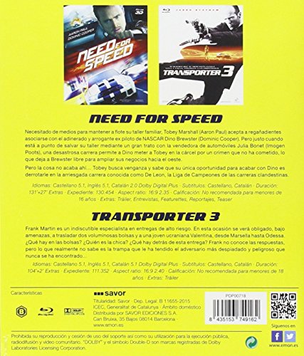 Pack A Toda Velocidad: Need For Speed + Transporter 3 [Blu-ray]