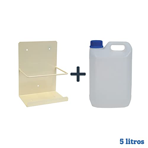 Pack bidón garrafa de plástico para condensados cinco litros + Soporte pared