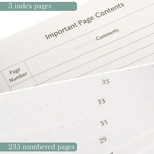 Pack de 5 Cuaderno Punteado Bullet Journal A5, Tapa Dura Libreta de Puntos con 3 Índice y 235 Páginas Numeradas, Bucle de Lápiz y Bolsillo Expandible，Surtido colores