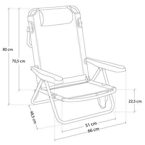 Pack de Silla Playa con cojín de Aluminio y textileno Aguamarina, sombrilla de Ø 180 cm. y Carro portasillas - LOLAhome