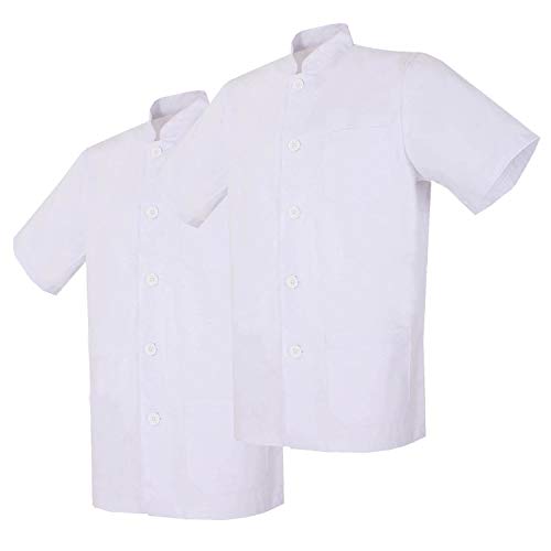 Pack*2 pcs - Bar Restaurante HOSTELERÍA Chaquetas Chef Cocinero Mangas Cortas Ref.2-843 (S - Blanco)