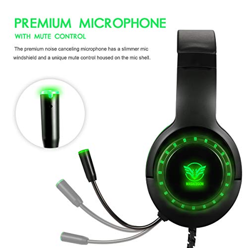 Pacrate Xbox One Cascos Gaming para PS4 PS5 PC Laptop Switch, Auriculares Gaming Estéreo Sonido, Cascos con Microfono con Luz LED, Cascos Gamer Jack de 3,5 mm con Cancelación de Ruido for Kids Adults 