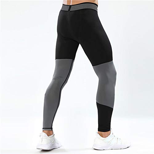 palglg Hombres Aptitud Polainas Fitness Leggings Deportes Compresión Trotar Capa Base Formación Pantalones Negro Gris L