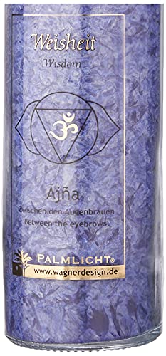 Palm Light 4041678000851 Vela, Ajna Chakra del, Aprox. 100 Horas de combustión, 20 cm, Color Azul/Indigo