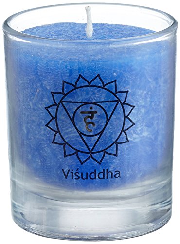 Palm Light 4041678004255 Chakra Vela Conjunto de 4, Visuddha-Chakra, de Altura, 6 cm, Azul