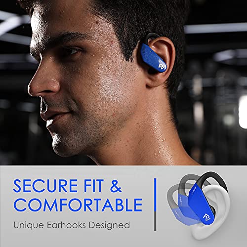 PALOVUE aptX Auriculares Bluetooth 5.2 con CVC 8.0 Cancelación de Ruido y Qualcomm CSR, Auricular Inalámbrico Deportivos con 4 Microfonos y Impermeable IPX5 para Correr Gimnasio Viaje, SportSound Azul