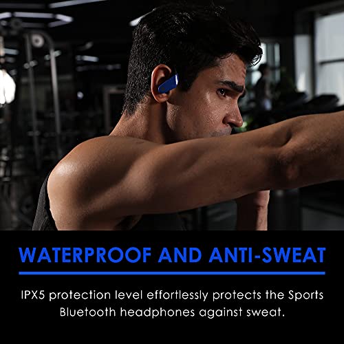 PALOVUE aptX Auriculares Bluetooth 5.2 con CVC 8.0 Cancelación de Ruido y Qualcomm CSR, Auricular Inalámbrico Deportivos con 4 Microfonos y Impermeable IPX5 para Correr Gimnasio Viaje, SportSound Azul