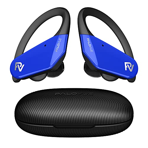 PALOVUE aptX Auriculares Bluetooth 5.2 con CVC 8.0 Cancelación de Ruido y Qualcomm CSR, Auricular Inalámbrico Deportivos con 4 Microfonos y Impermeable IPX5 para Correr Gimnasio Viaje, SportSound Azul