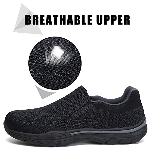 PAMRAY Zapatillas sin Cordones para Hombre Slip on Sneaker Mocasines Casuales Zapatillas de Deporte Negro 43