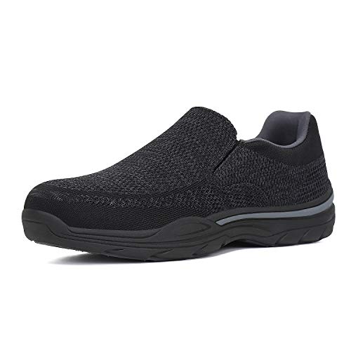 PAMRAY Zapatillas sin Cordones para Hombre Slip on Sneaker Mocasines Casuales Zapatillas de Deporte Negro 43