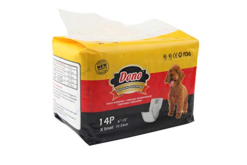 Pañal desechable para perros machos 【3 paquetes】 Pañal absorbente suave y fresco, sin olor para perros, cachorros e incontinentes (XS-42 unidades)
