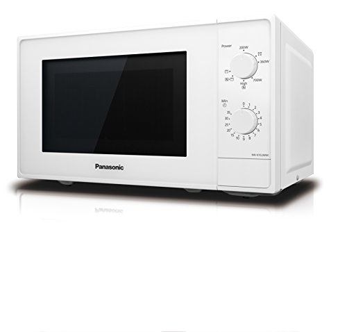 Panasonic NN-K10JWMEPG Microondas Compacto 20 L (800 W, 2 Mandos giratorios, Con Gratinador de Cuarzo 1.000W, Plato giratorio de vidrio 255mm, 5 Niveles de ajuste de potencia), Color Blanco