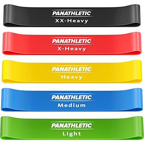 Panathletic Bandas Elasticas Fitness, Set de 5 Gomas – 5 Niveles de Resistencia, Guía de Ejercicios, eBook en Español y Bolsa – 5x banda musculacion, cintas para gluteos, goma elastica, elasticos, resistance bands