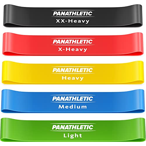 Panathletic Bandas Elasticas Fitness, Set de 5 Gomas – 5 Niveles de Resistencia, Guía de Ejercicios, eBook en Español y Bolsa – 5x banda musculacion, cintas para gluteos, goma elastica, elasticos, resistance bands