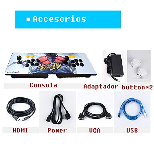 Pandora's Box 5S Arcade Game Console 1299 en 1 TV Juego de videojuegos con 2 botones de joystick Partes de la fuente de alimentación Salida HDMI VGA USB Se puede seleccionar Tres Patrones（RYU）