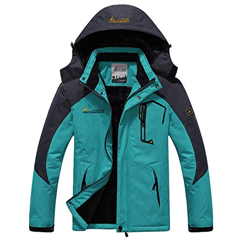 Panegy - Chaqueta impermeable con Capucha para Hombre Invierno de Lana Chaqueta de Nieve de Esquí Deportes Montaña a prueba a Viento - Azul Ligero - Talla XXXXL