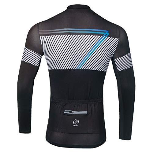 Panegy Hombres Chándales de Ciclismo Mangas Largas Sudadera Deportiva Delgada Transpirable Maillot Estampado Cremallera para Bicicleta Color Gris Talla 3XL