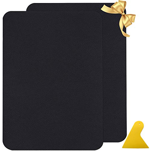 Panngu Alta Viscosidad Kit de Parche de Piel, 2 Piezas AParches de Piel Cuero Artificial - Para asiento de coche, Muebles, Chaqueta, Sofá, Mochila, Quemaduras, Rasgaduras, Manchas. 28 x20 cm (Negro)