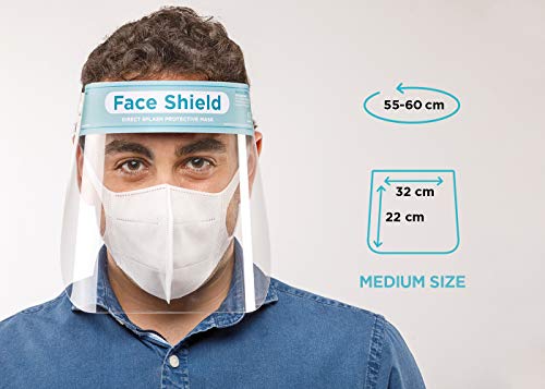 Pantalla Protección Facial Sonaprotec - Protector Facial Antivaho. Talla Niños y Adultos. Visera Protectora para la Cara Face Shield Fabricadas en España - Talla Pequeña - Pack 12