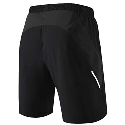 Pantalones Cortos Hombre Running Transpirable Shorts Deportivos Secado Rápido Pantalón Correr con Bolsillo con Cremallera(Negro,EU-M/US-S)