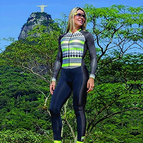 Pantalones de manga larga para mujer Bicicleta Jersey Traje/Triatlón de mujer Tri-traje de una pieza, secado rápido acolchado (Color : 19, Size : Small)