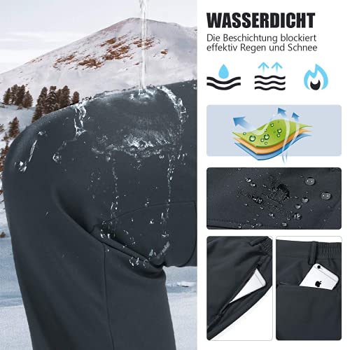 Pantalones de Senderismo para Hombres Pantalones Softshell cálidos Impermeables Pantalones de esquí de Nieve a Prueba de Viento para Exteriores Pantalones Cargo con Forro Polar