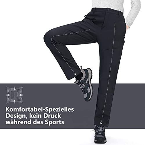 Pantalones de Senderismo para Mujer Pantalones Softshell cálidos Impermeables Pantalones de esquí de Nieve a Prueba de Viento para Exteriores Pantalones Cargo con Forro Polar