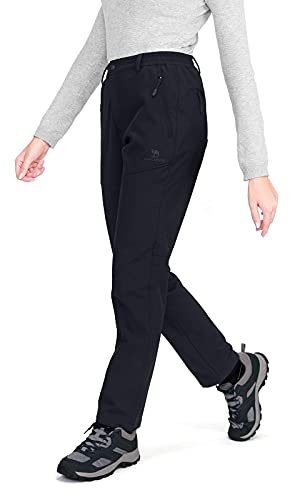 Pantalones de Senderismo para Mujer Pantalones Softshell cálidos Impermeables Pantalones de esquí de Nieve a Prueba de Viento para Exteriores Pantalones Cargo con Forro Polar