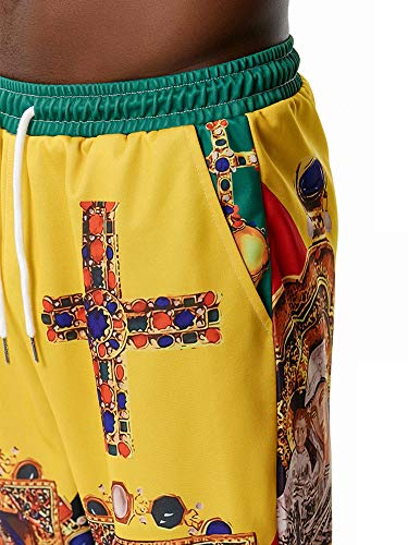 Pantalones Harem para Hombre, Pantalones de chándal para Hombre, Pantalones Holgados de Hip Hop, Pantalones Bombachos, Pantalones Bombachos Aladin(Amarillo,XL)