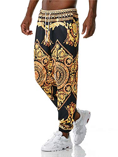 Pantalones Harem para Hombre, Pantalones de chándal para Hombre, Pantalones Holgados de Hip Hop, Pantalones Bombachos, Pantalones Bombachos Aladin(marrón,XL)