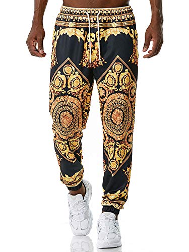 Pantalones Harem para Hombre, Pantalones de chándal para Hombre, Pantalones Holgados de Hip Hop, Pantalones Bombachos, Pantalones Bombachos Aladin(marrón,XL)