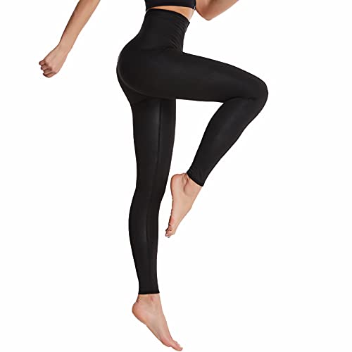 Pantalones para Sudoración Neopreno Mujer Pantalones Sauna Pantalón de Sudoración Leggins Termicos Cintura Alta para Deporte Jogging Yoga Gym (Largos con Hebilla, M)