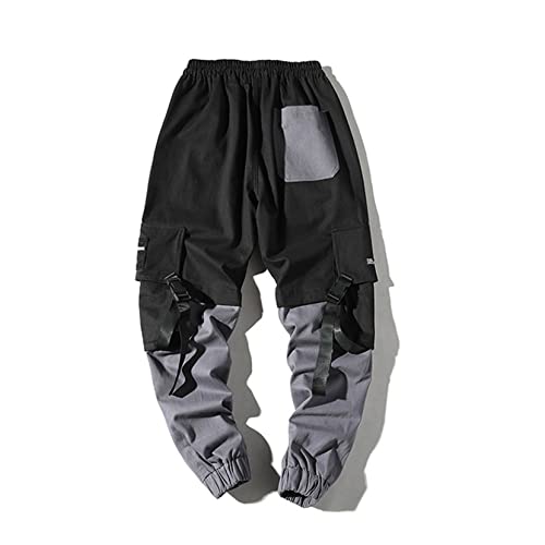 Pantalones Streetwear para Hombre, Cintas Harajuku, Bolsillos múltiples, adornan, Costuras elásticas, Color, Hombre, Casual, Hip Hop, Pantalones Cargo