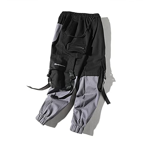 Pantalones Streetwear para Hombre, Cintas Harajuku, Bolsillos múltiples, adornan, Costuras elásticas, Color, Hombre, Casual, Hip Hop, Pantalones Cargo