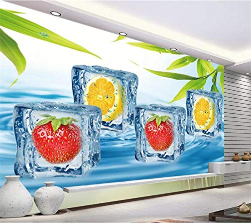 Papel De Parede De Foto Personalizado 3D Stereo Fruit Cubos De Gelo Grande Mural De Parede De Parede Da Sala De Estar Tv Pano De Fundo Murais De Papel De Parede Modernos,200(W)*140(H)Cm