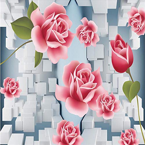 Papel pintado personalizado 3D Stereo Photo Mural Romántico Rosa Cubos Sala Zenith Fresco 3D Papel pintado pared 3D 200 W × 140 H cm