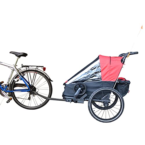 Papilioshop CRONO - Remolque de bicicleta para 1 o 2 niños de aluminio (rojo)