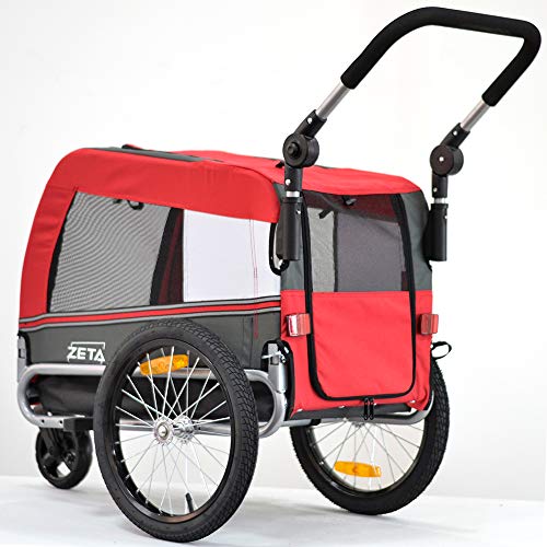 Papilioshop Zeta - Remolque para bicicleta, cochecito, transporte de perros, animales (rojo S)