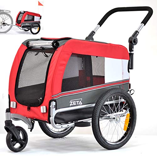 Papilioshop Zeta - Remolque para bicicleta, cochecito, transporte de perros, animales (rojo S)