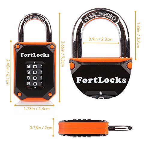 Paquete de 2 Candados para Casillero FortLocks – 4 Dígitos, Acero Inoxidable Endurecido, Resistente al Agua y a la Intemperie, Números Fáciles de Leer, Combinación Reajustable