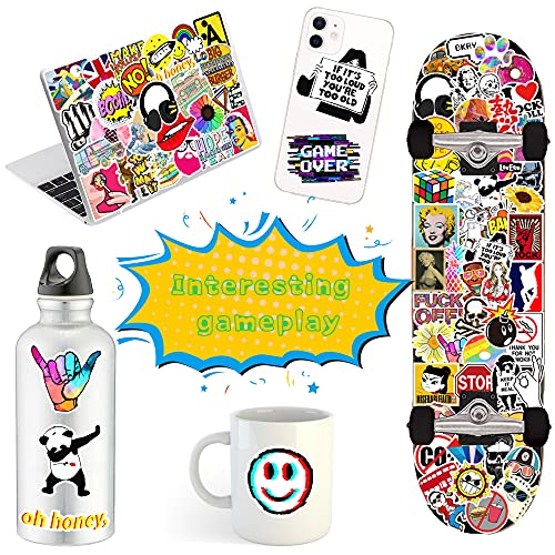 Paquete de pegatinas 150 pcs, bonitas pegatinas estéticas, stickers moda callejera, graffiti dibujos animados vinilo patineta, almohadilla, teléfono, ordenador portátil, equipaje, bicicleta, guitarra