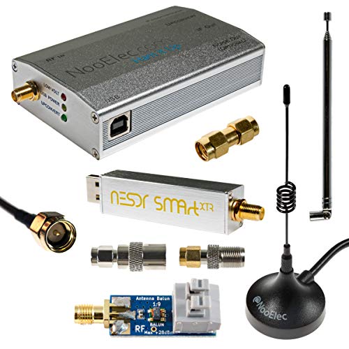 Paquete NESDR SMArt XTR HF: 300Hz-2.3GHz Conjunto de Radio Definido por Software Para LF/HF/UHF/VHF. Incluye NESDR SMArt XTR RTL-SDR, Convertidor Montado Ham It Up Plus, 3 Antenas, Balun, Adaptadores