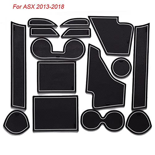 Para Mitsubishi ASX Eclips Cross 2013-2020, alfombrilla de látex con ranura para puerta, alfombrilla con ranura para puerta interior, alfombrilla antideslizante para polvo, 15 uds, estilo de coche