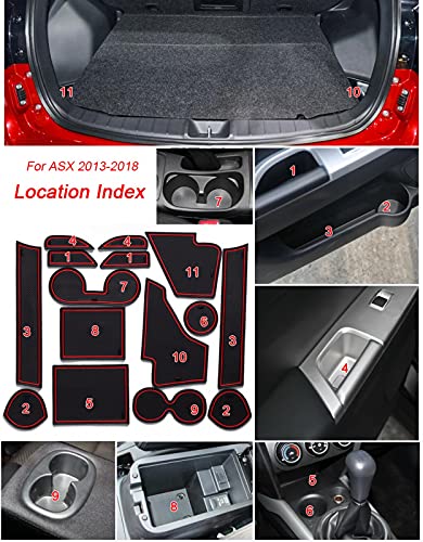 Para Mitsubishi ASX Eclips Cross 2013-2020, alfombrilla de látex con ranura para puerta, alfombrilla con ranura para puerta interior, alfombrilla antideslizante para polvo, 15 uds, estilo de coche