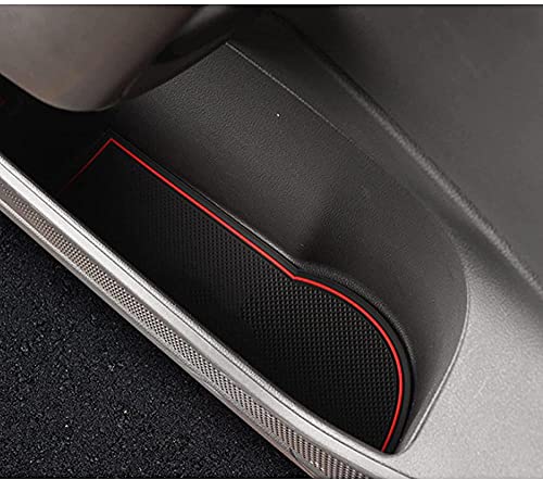 ， para VW T-Cross 2019-2020 Car Styling Latex Gate Slot Pad Interior Puerta Ranura Alfombra Antideslizante Alfombrilla Antipolvo Accesorios-Rojo