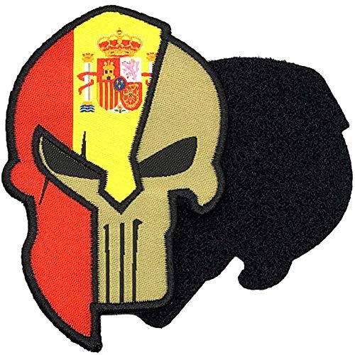 Parche Espartano Bordado Español - Bandera España -Parche España - Parches Mochila -Táctico Militar - 8,55 x 5,4 cm