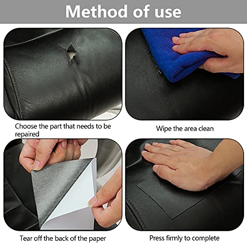 Parche Reparación de Cuero, 40 x 150 cm Cinta Adhesiva para Reparar Cuero PU, Rollo de Cuero Adhesivo para sofás, asientos de coche, bolsos, chaquetas, manualidades DIY, Negro