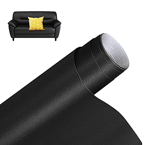 Parche Reparación de Cuero, 40 x 150 cm Cinta Adhesiva para Reparar Cuero PU, Rollo de Cuero Adhesivo para sofás, asientos de coche, bolsos, chaquetas, manualidades DIY, Negro