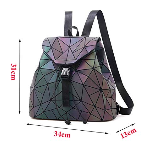 Parnerme Bolso Mochila Cuero Mujer,Geométrico Mochilas Mujer Casual de Viaje de Gran Capacidad